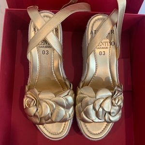 Gold rose wedge by Valentino